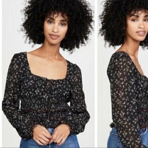Free people floral smocked L/s lolita blouse